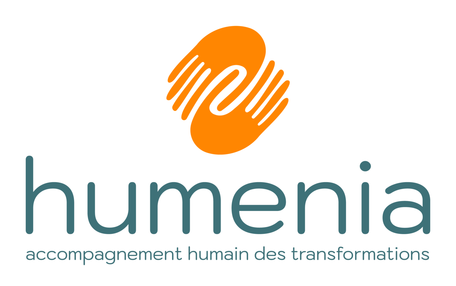 humenia_Logo principal - tagline - tangerine